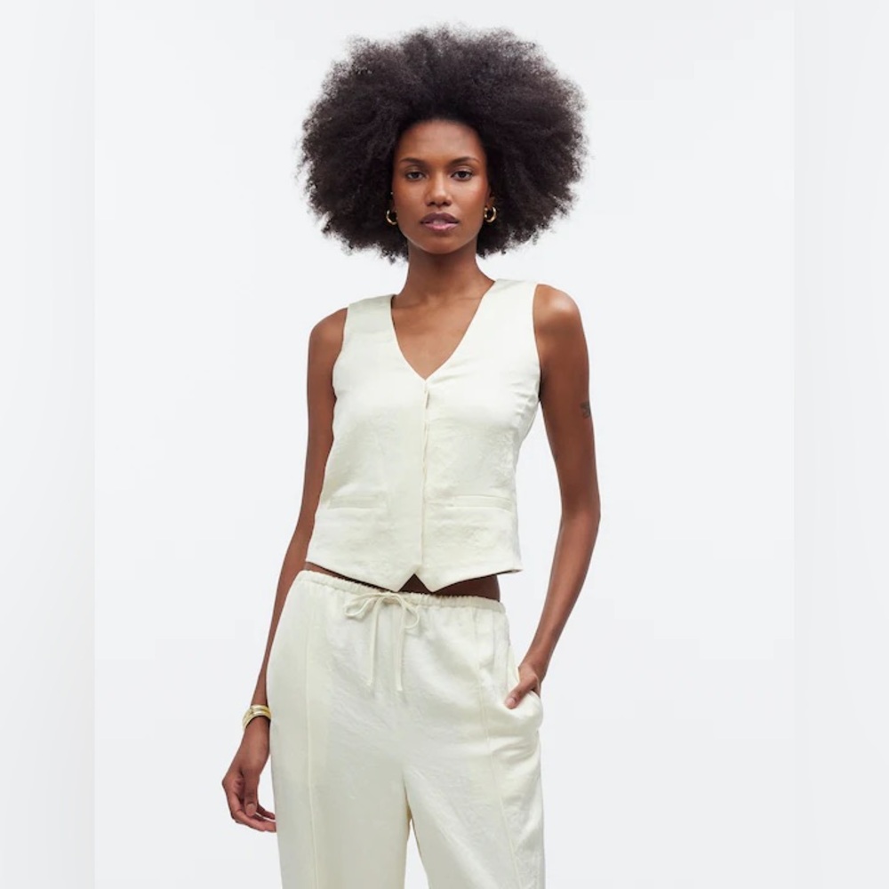 NWOT Madewell Elegant Cream Ivory Button-Front Vest Top - 6